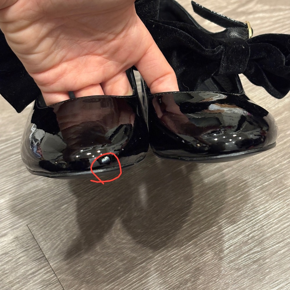 Cecelia Smile Black Patent Leather Velvet Bow Mary Jane Heels 6 Ballet Coquette - Picture 4 of 9